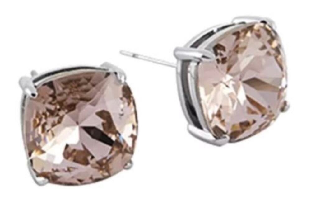 Origami Owl Peachy Orange Silver Crystals Stud Earrings Fashion Jewelry